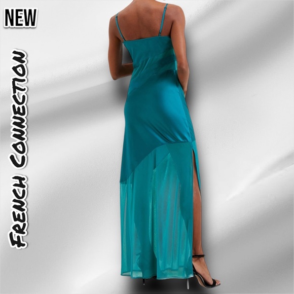 New French Connection Inu Satin & Mesh Slipdress - Picture 2 of 4